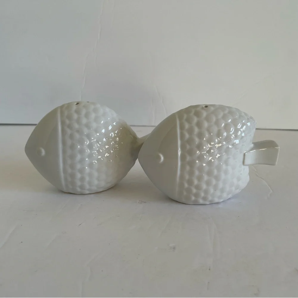 Catch of the Day Salt + Pepper Shakers White Ceramic West Elm